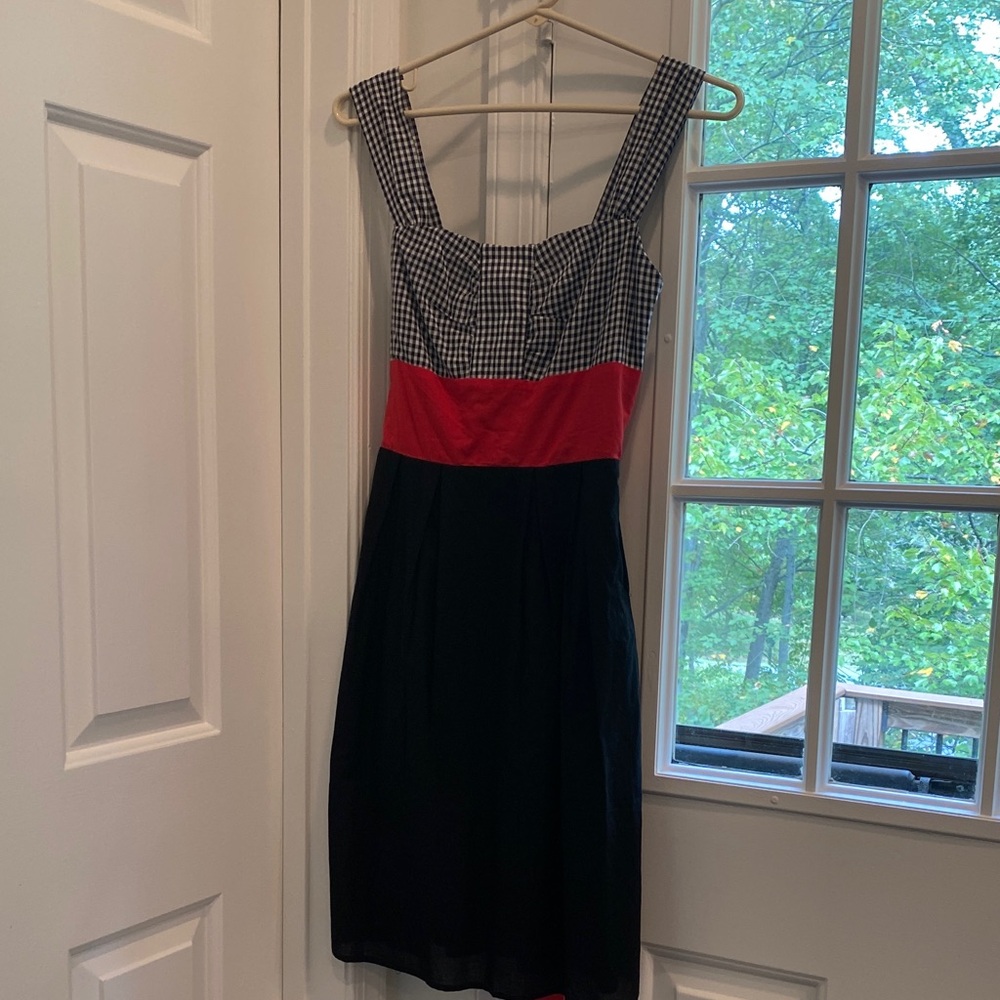 Sophisticated Black, White and Red Dress